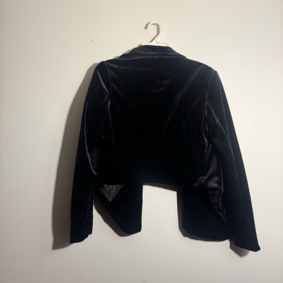 Walter Baker Seth Black Velvet High Low Open Front Blazer Medium - Picture 3 of 4